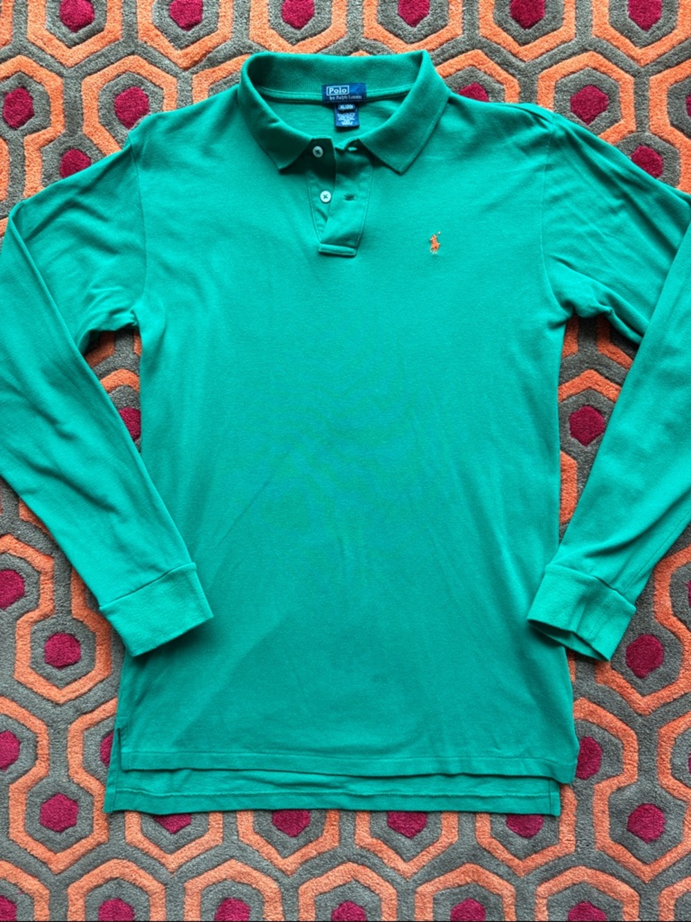 MAKE OFFER! Polo by Ralph Lauren Green Long-Sleeve Polo with Embroidered Pony XL - Picture 3 of 10